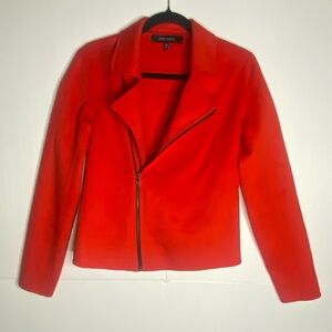 Neiman Marcus 100% Cashmere Moto Jacket – XS – Vibrant Red